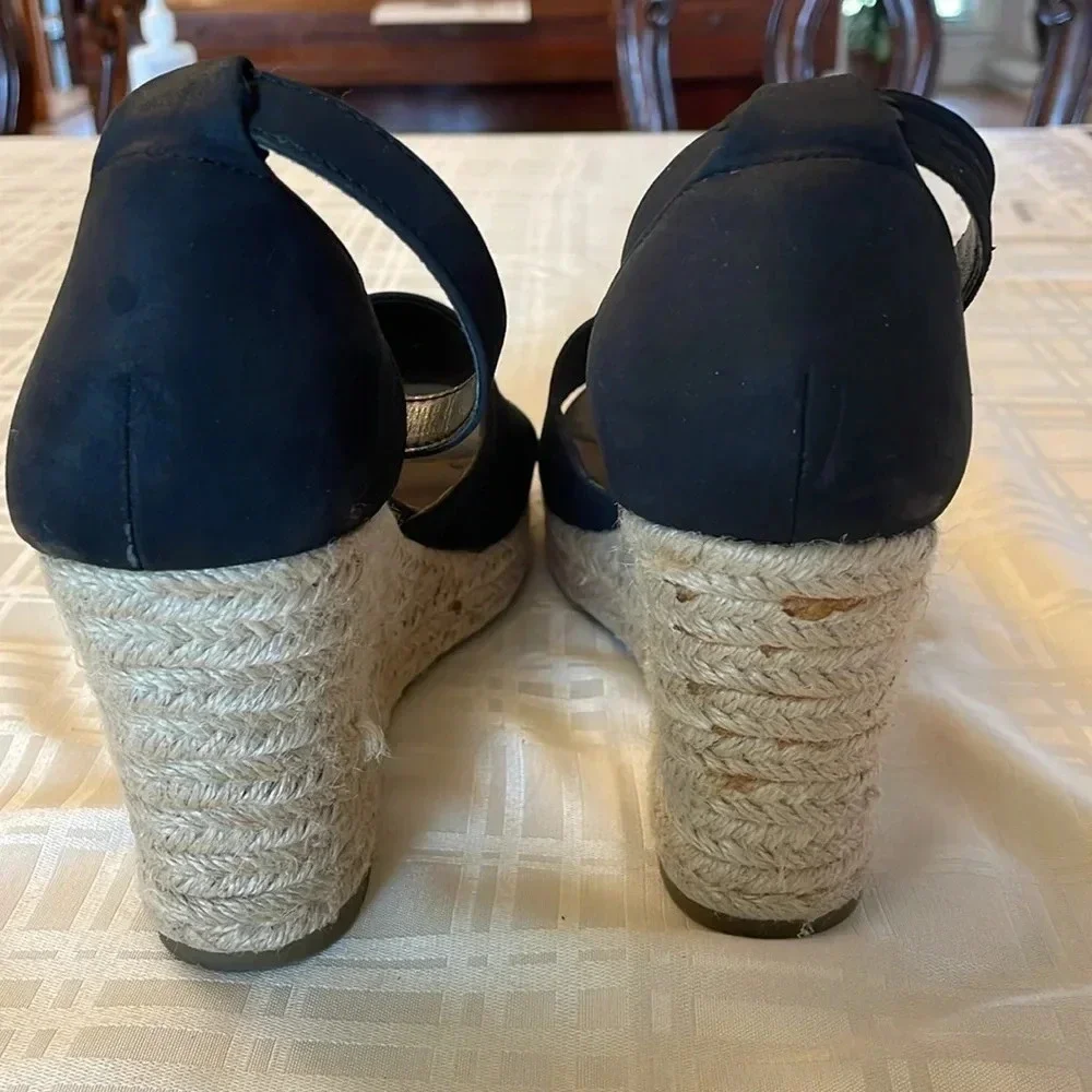 A.N.A. Black Wedge Espadrille Open‎ Toe Sandals